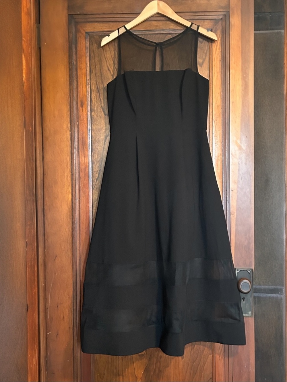 Aidan Mattox Black Fit & Flare Mesh Illusion Cocktail Dress Size 8